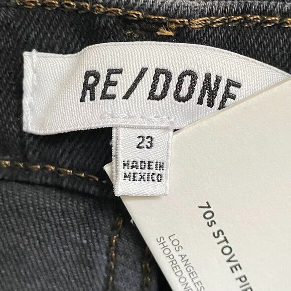 RE/DONE 70s Ultra High Rise Stove Pipe Jeans Womens Size 23 Black Retro Denim - Picture 11 of 16